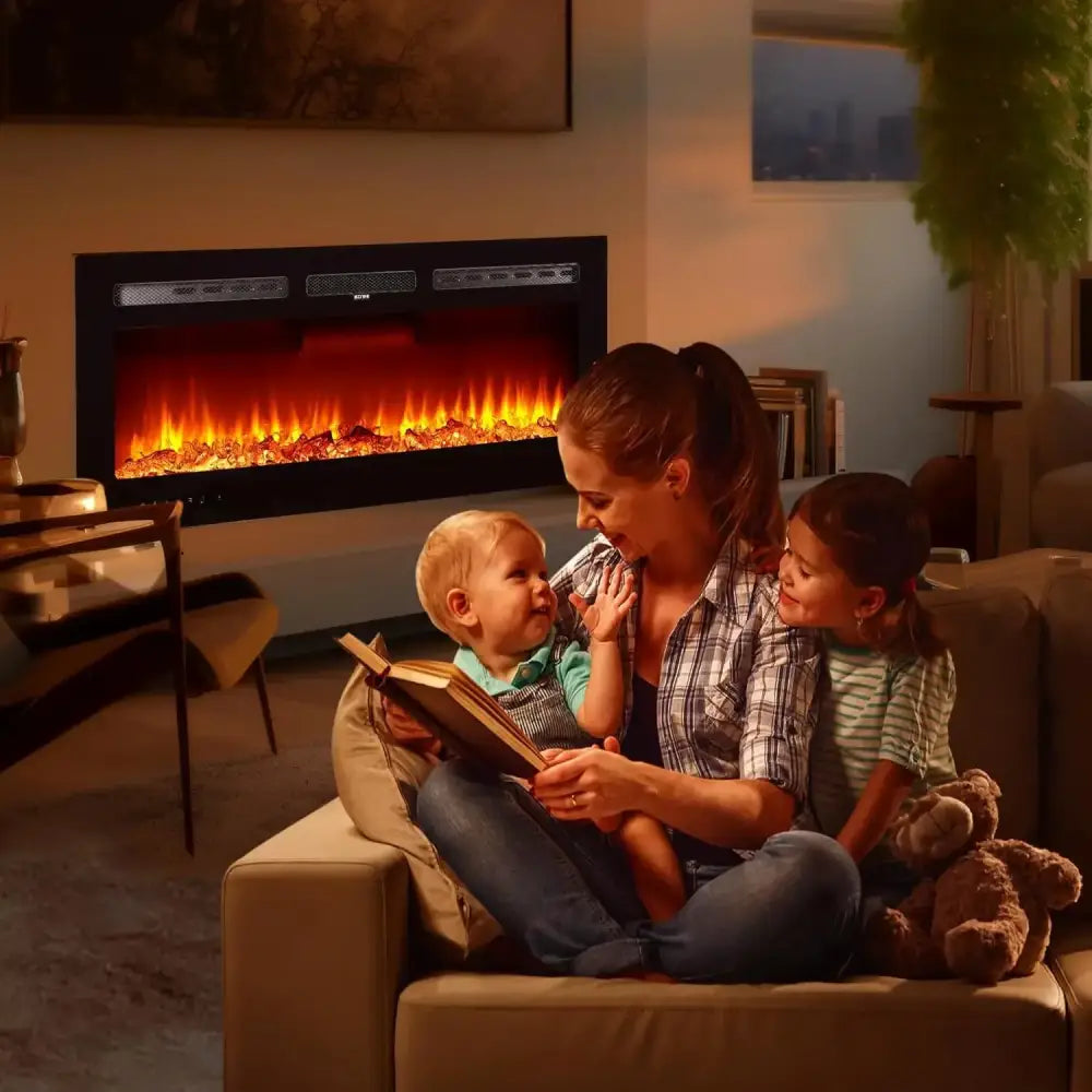 Ultra-Thin Wall Mounted Electric Fireplace - Dimmable & Remote/Touch Control Heater
