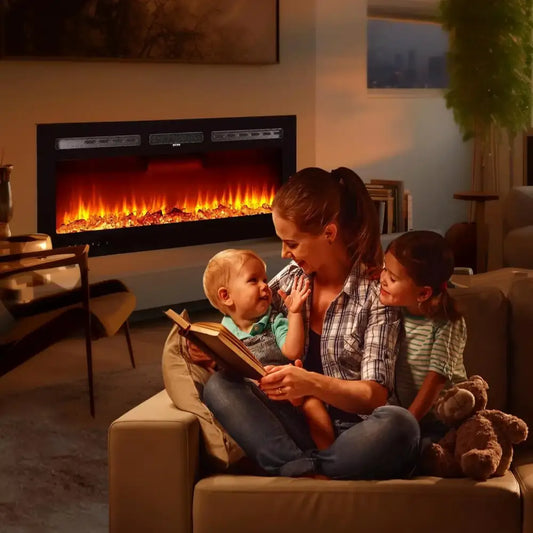 Ultra-Thin Wall Mounted Electric Fireplace - Dimmable & Remote/Touch Control Heater
