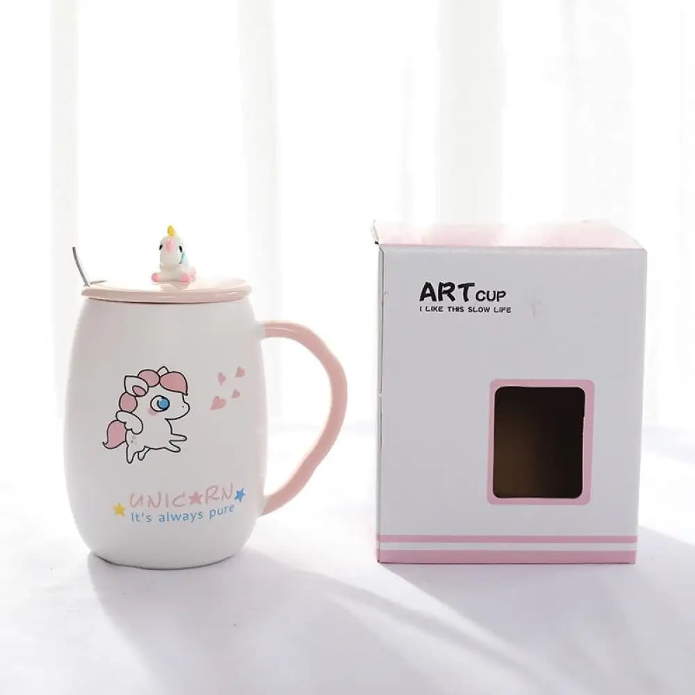 Unicorn Pure Mug – 500ml Ceramic, Lid & Spoon, 4 Styles