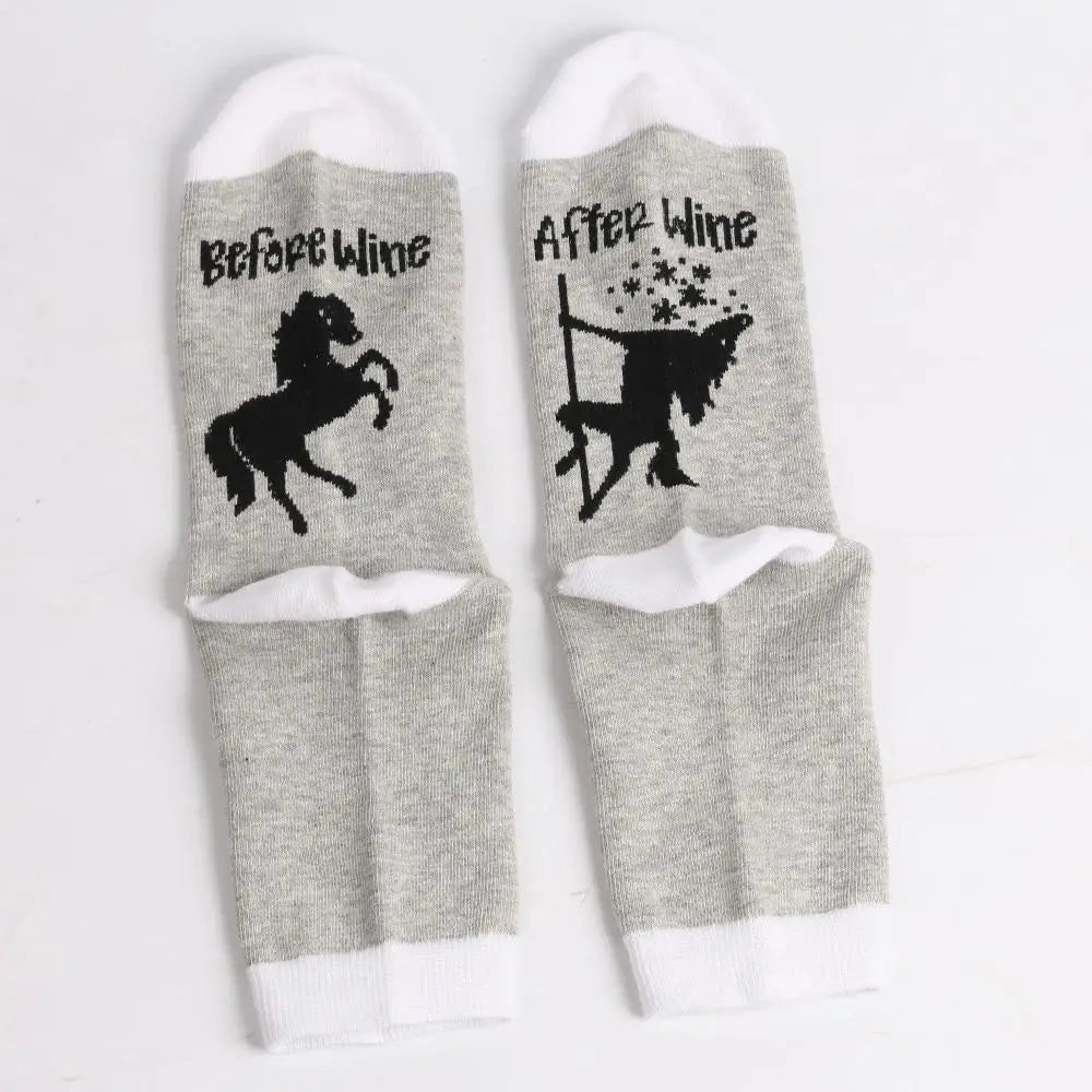 Unicorn Wine Socks – 100% Cotton, Cute Novelty Gift Socks