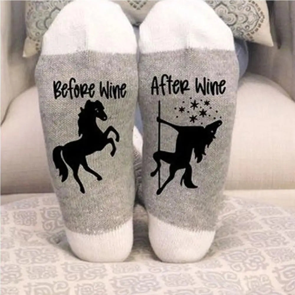 Unicorn Wine Socks – 100% Cotton, Cute Novelty Gift Socks