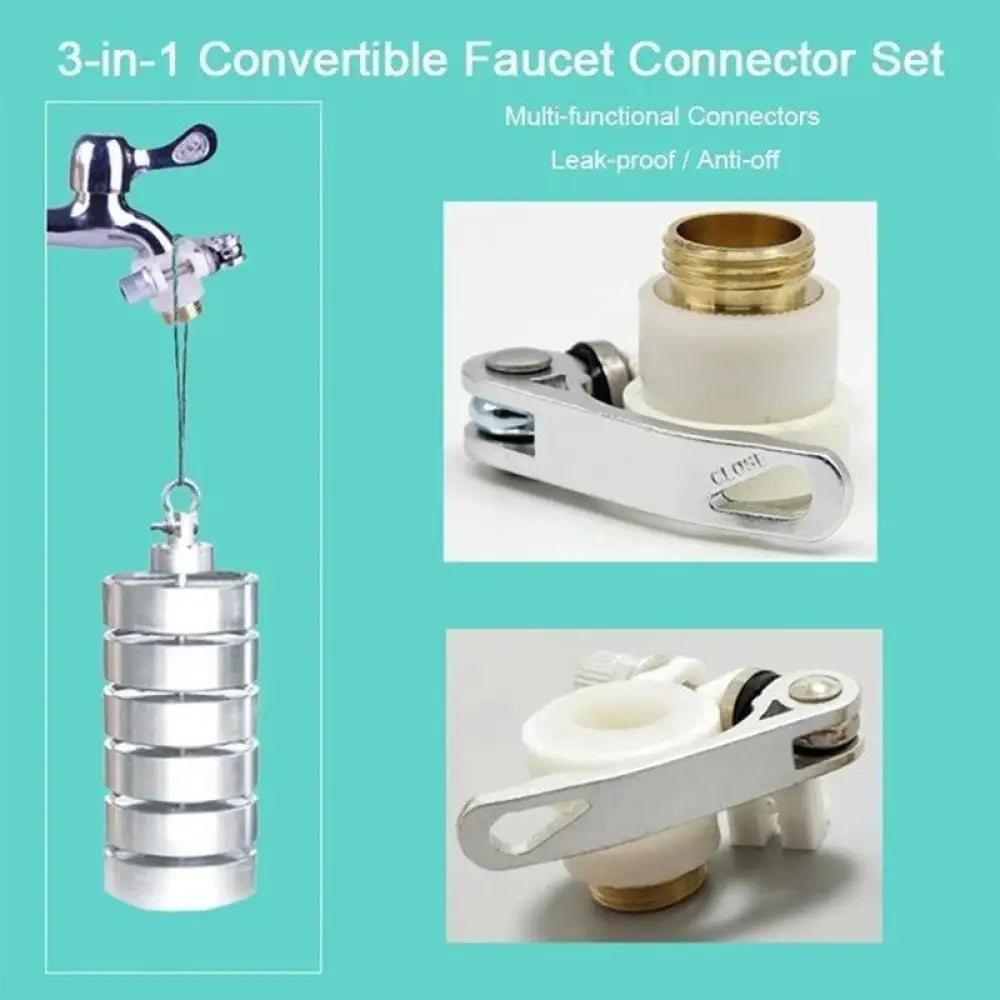 Universal 3-in-1 Brass Hose Tap Connector Leak-Proof Faucet Adapter Set