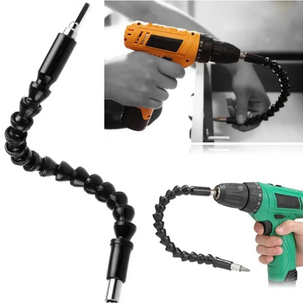 Flexible Drill Bit Extension – 11.8" Carbon Steel, 1/4" Hex
