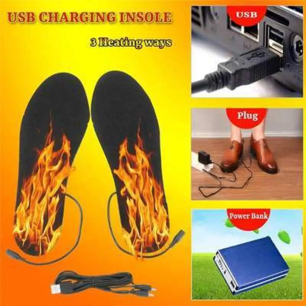 USB Heated Shoe Insoles – Rechargeable Electric Warming Insoles