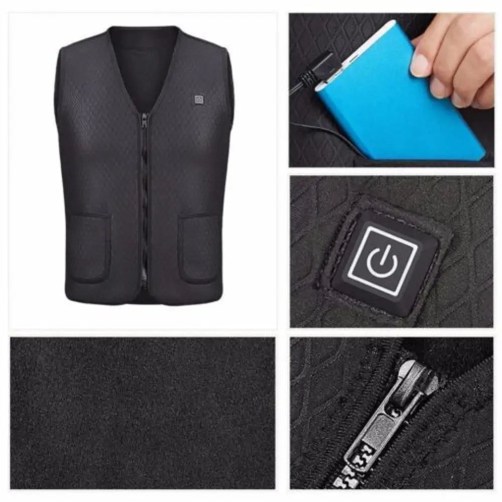 USB Heated Vest – 3-Level Carbon Fiber Electric Warming Vest