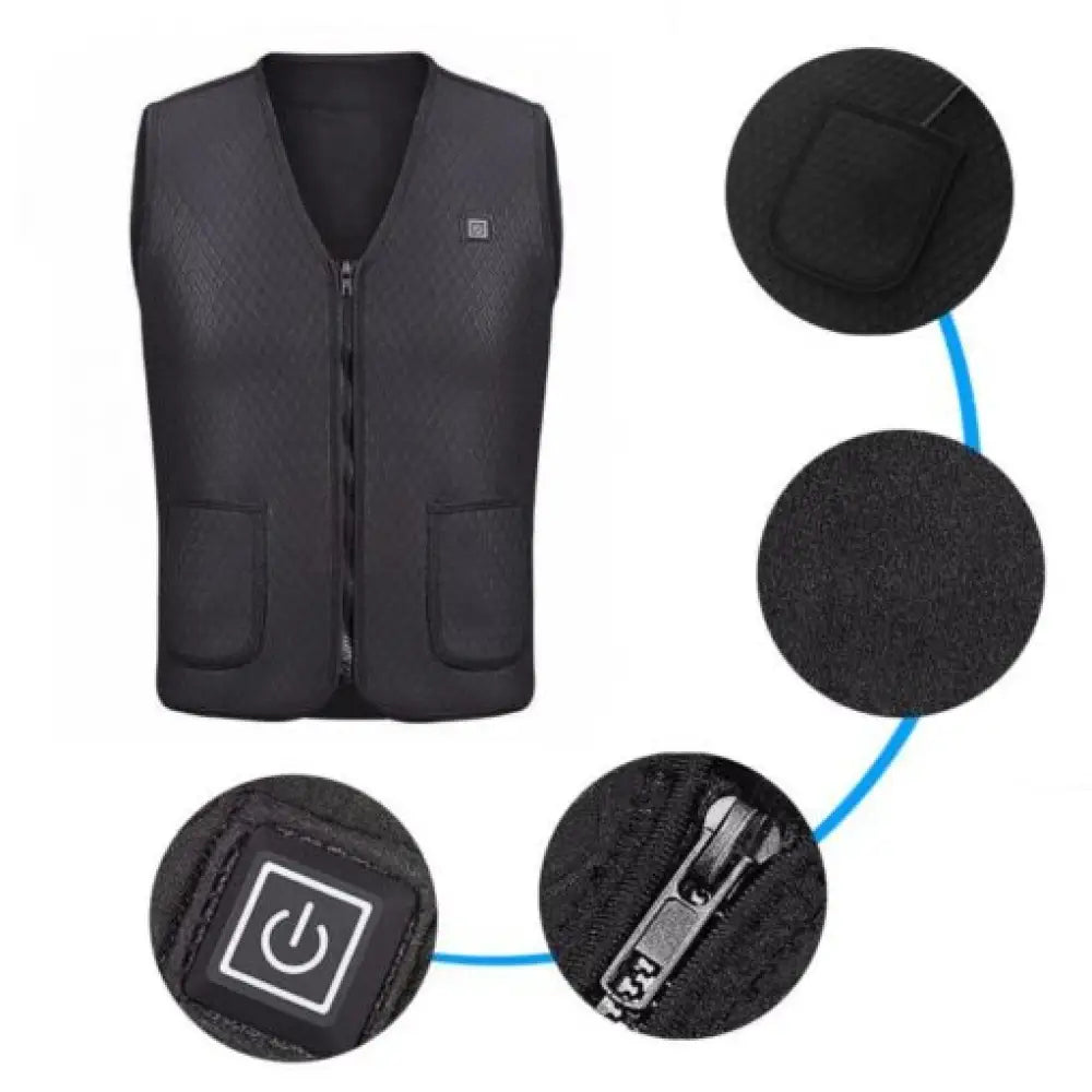 USB Heated Vest – 3-Level Carbon Fiber Electric Warming Vest