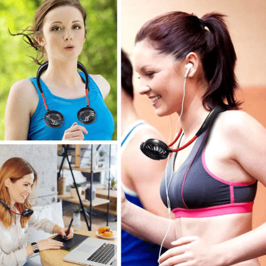 USB Portable Neck Fan – Rechargeable Hands-Free Neckband Cooler