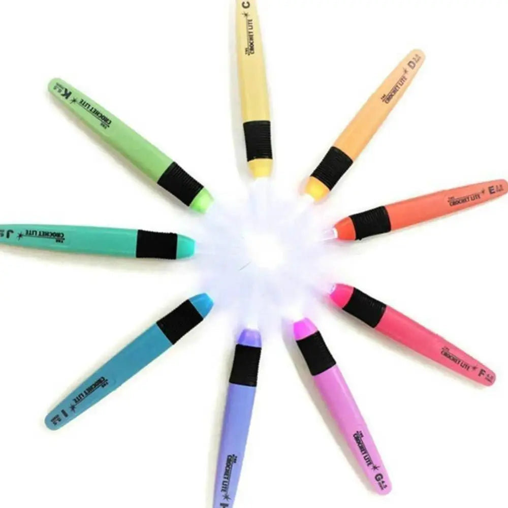 USB Rechargeable LED Lighted Crochet Hooks – 9-in-1 Set