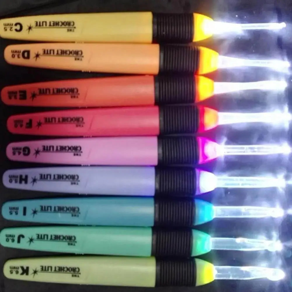 USB Rechargeable LED Lighted Crochet Hooks – 9-in-1 Set
