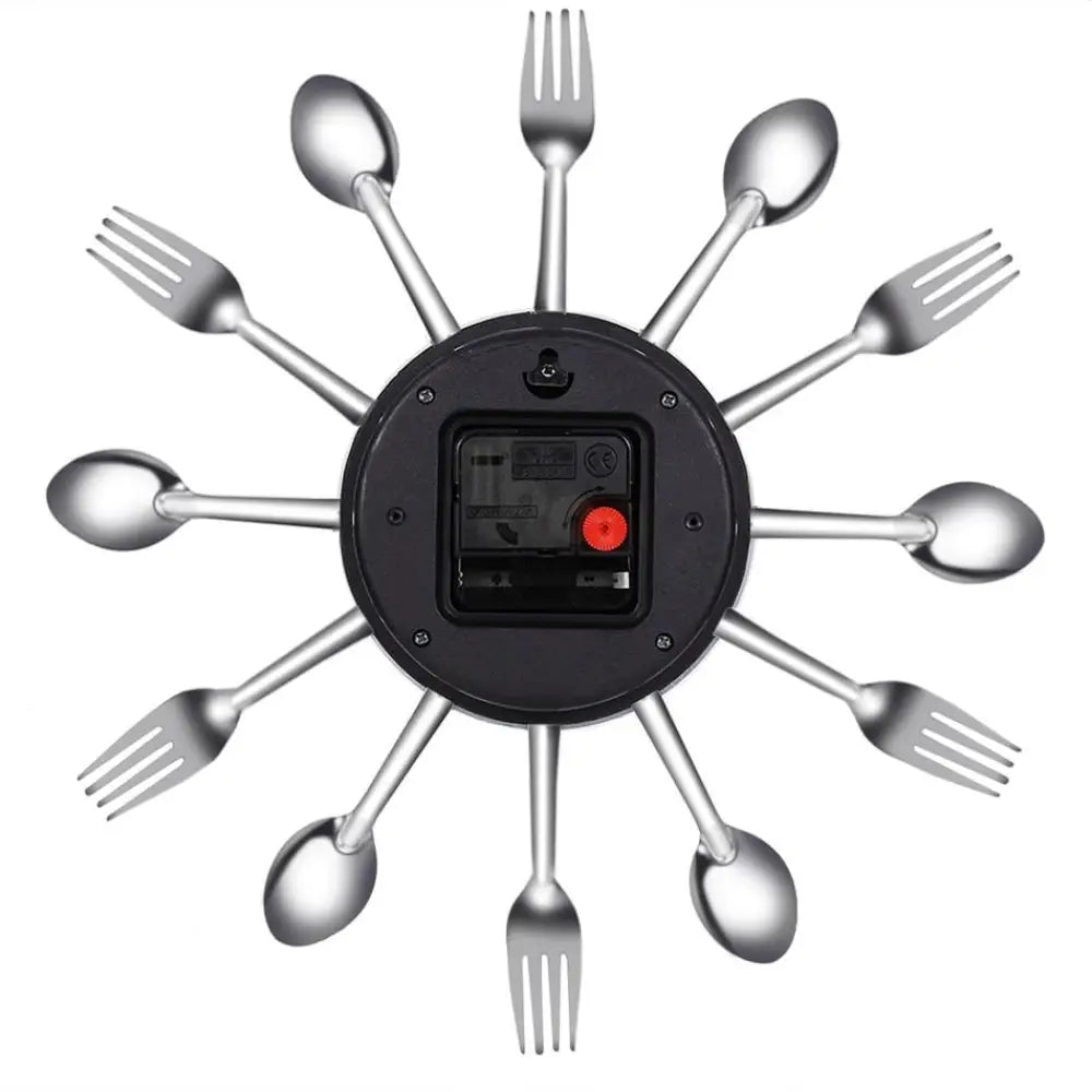 Stainless Steel Utensil Kitchen Wall Clock – Silent Movement