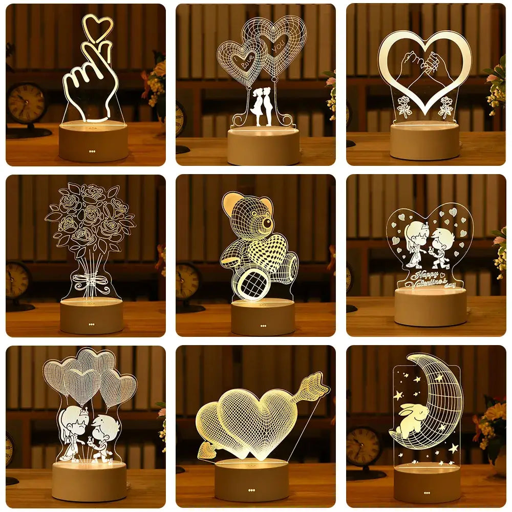 Valentine's Day Gift Birthday Anniversary Gifts Heart I Love You Acrylic LED Light