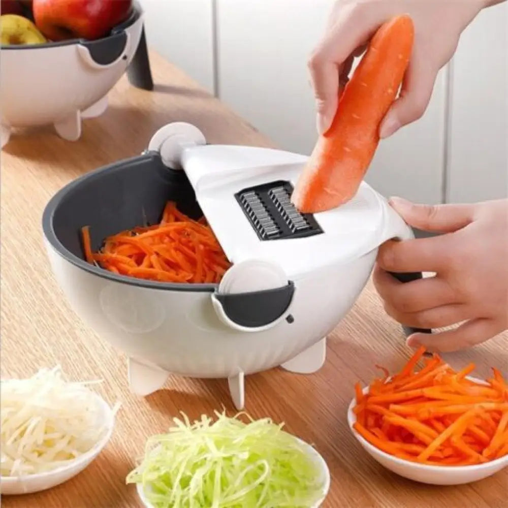 Vegetable Cutter with Drain Basket – 8-in-1 Slicer & Shredder