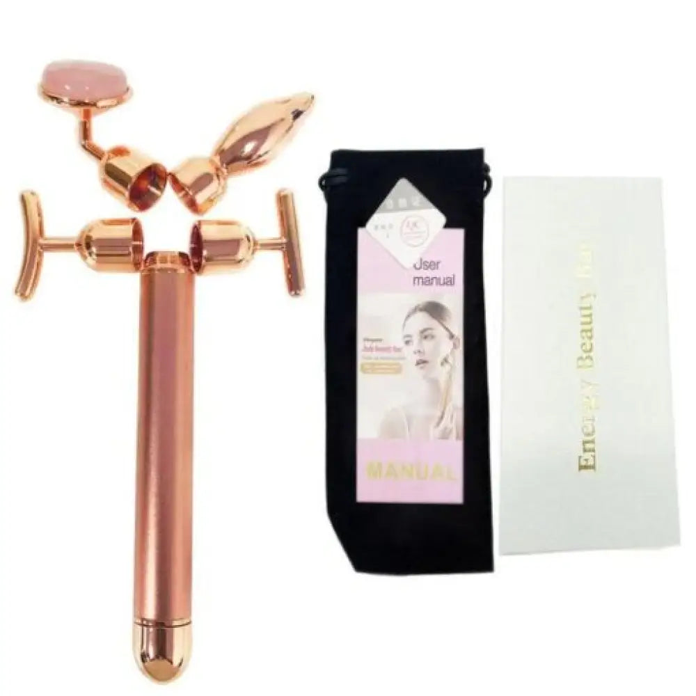 Vibrating 24K Gold Quartz Face Roller – 4-in-1 Massager Kit