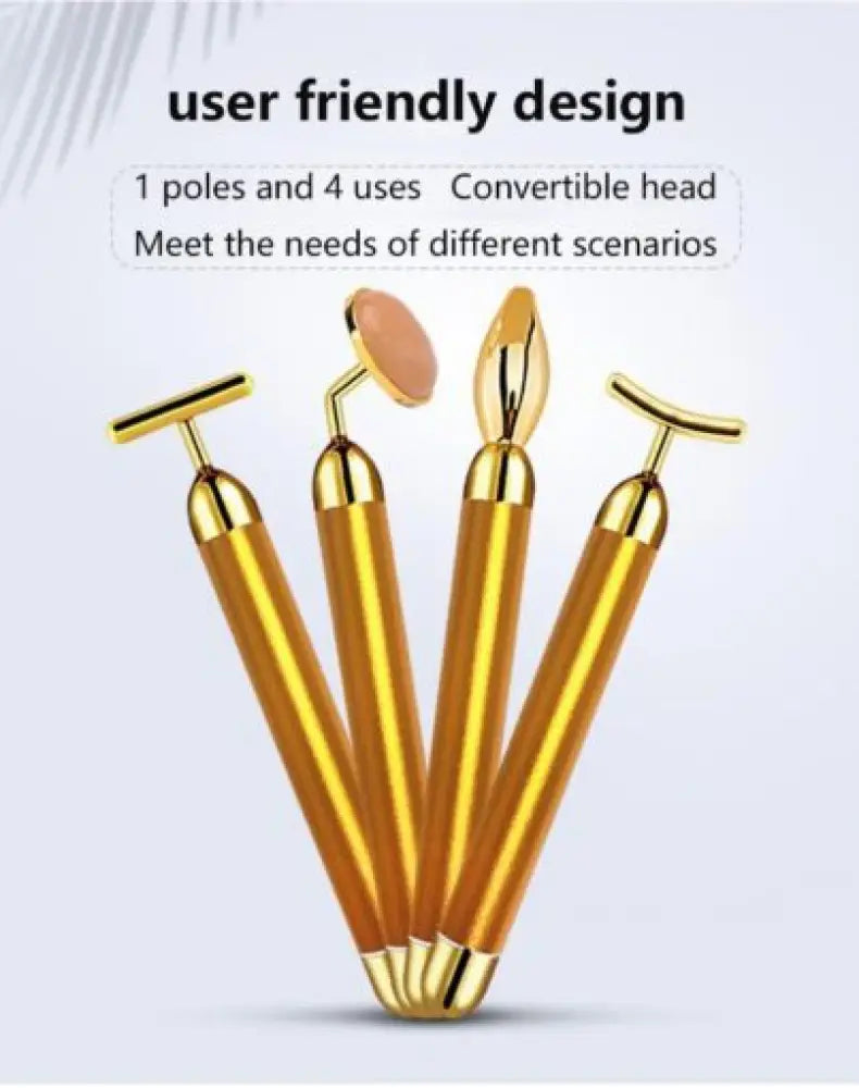 Vibrating 24K Gold Quartz Face Roller – 4-in-1 Massager Kit