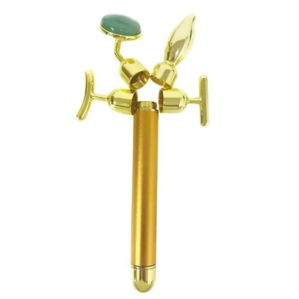 Vibrating 24K Gold Quartz Face Roller – 4-in-1 Massager Kit