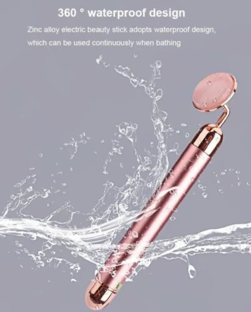 Vibrating 24K Gold Quartz Face Roller – 4-in-1 Massager Kit