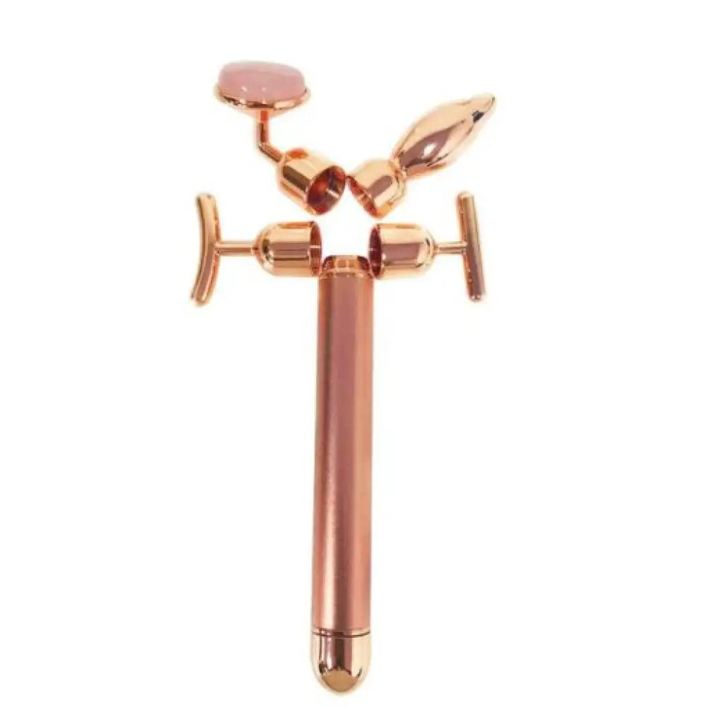 Vibrating 24K Gold Quartz Face Roller – 4-in-1 Massager Kit