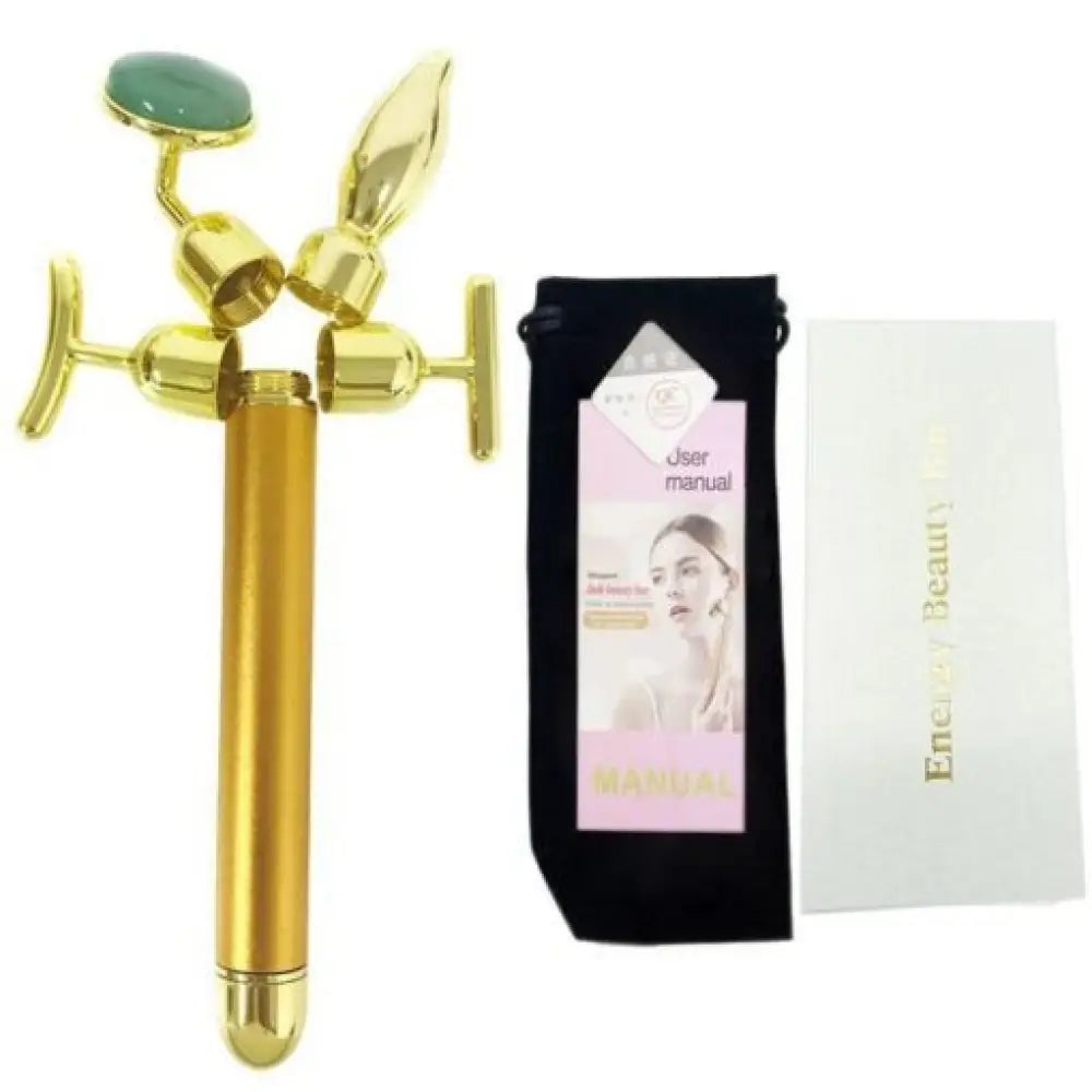 Vibrating 24K Gold Quartz Face Roller – 4-in-1 Massager Kit
