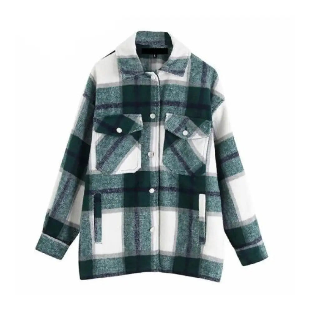 Vintage Oversized Plaid Jacket – Soft Cotton Casual Coat