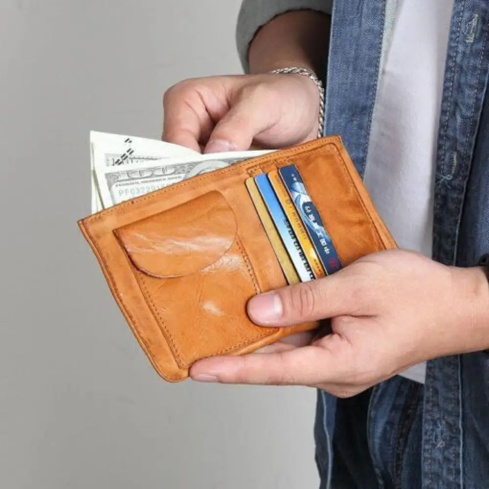 Vintage Style Leather Wallet – Slim Minimalist Card Holder