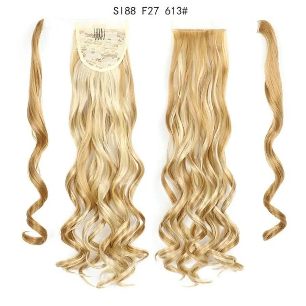 Voluminous Wavy Ponytail Extension – 22-Inch Clip-In Hair