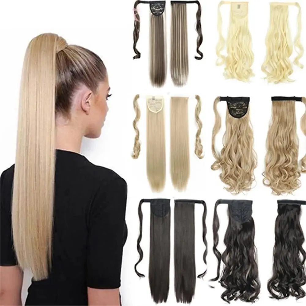 Voluminous Wavy Ponytail Extension – 22-Inch Clip-In Hair