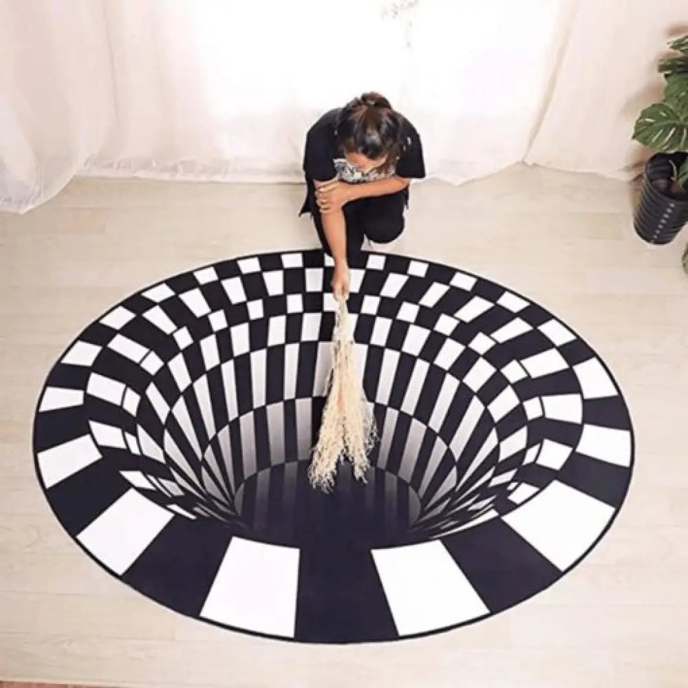 Vortex Illusion Rug Carpet – 3D Black Hole Visual Effect Mat