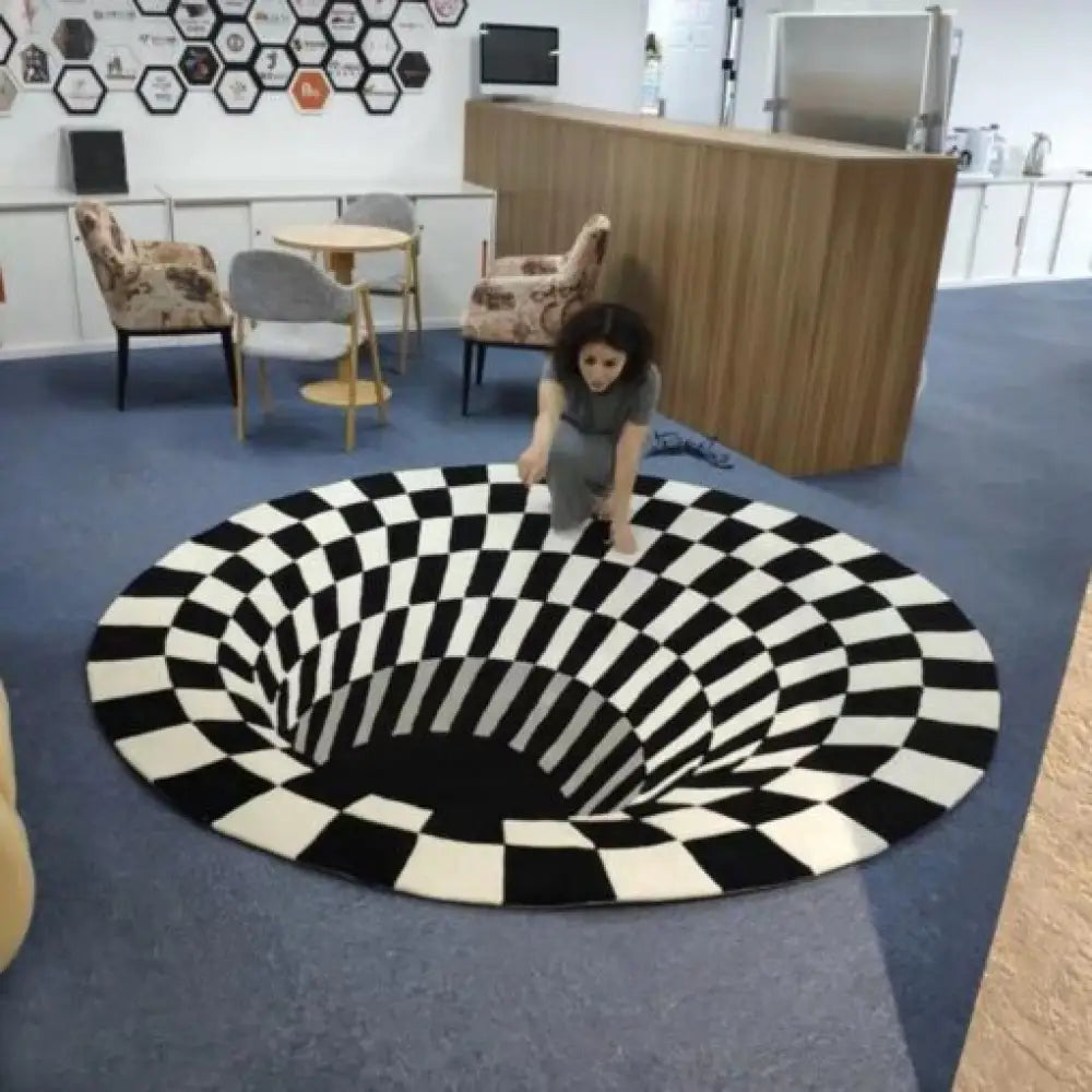 Vortex Illusion Rug Carpet – 3D Black Hole Visual Effect Mat