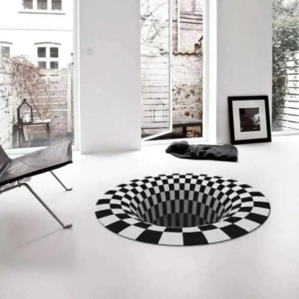 Vortex Illusion Rug Carpet – 3D Black Hole Visual Effect Mat