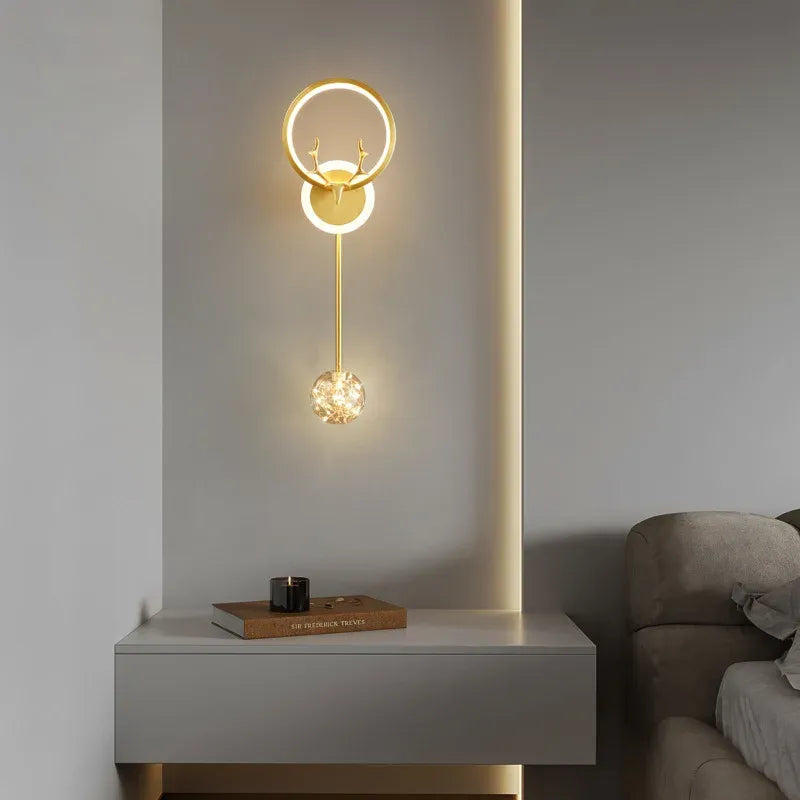 Nordic Deer Antler LED Wall Sconce - Ring + Globe Up Down Light