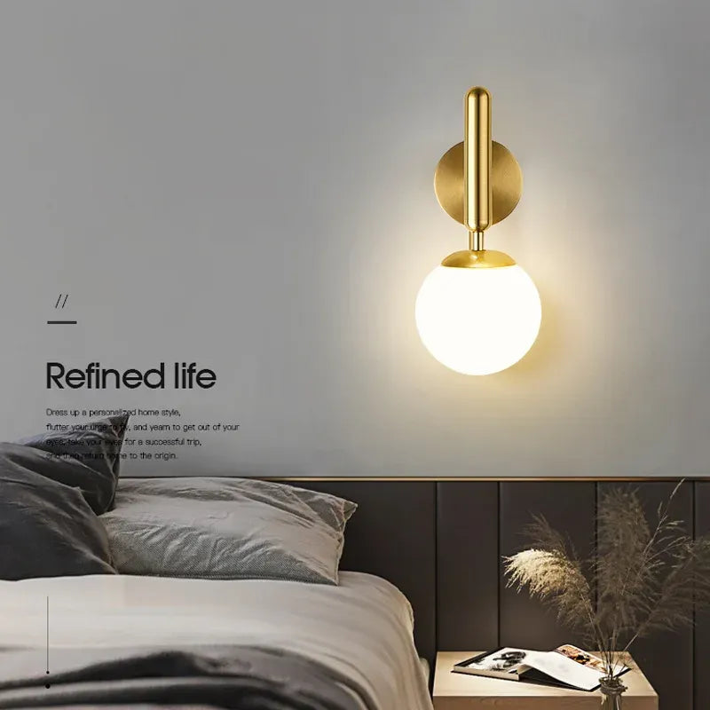 Modern Brass Globe Wall Lamp – Minimalist Wall Sconce