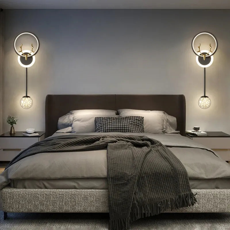 Nordic Deer Antler LED Wall Sconce - Ring + Globe Up Down Light