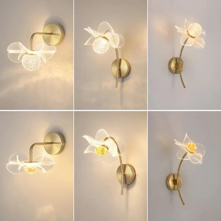Nordic Floral LED Wall Light – Modern Luxury Iron Sconce