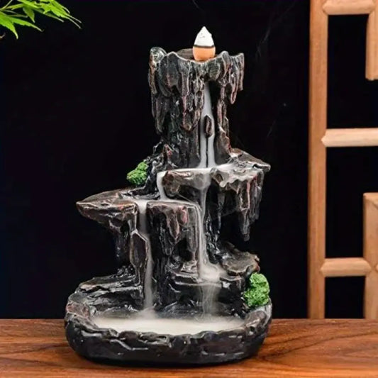 Waterfall Monk Incense Burner – Ceramic Backflow, 10 Cones