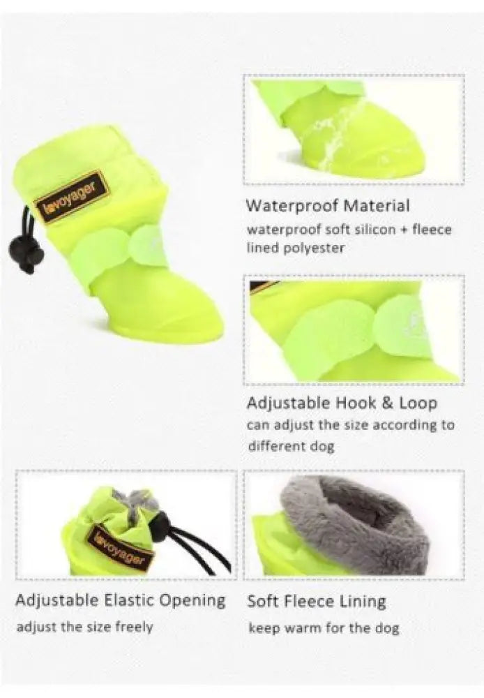 Waterproof Dog Rain Boots – Silicone Fleece