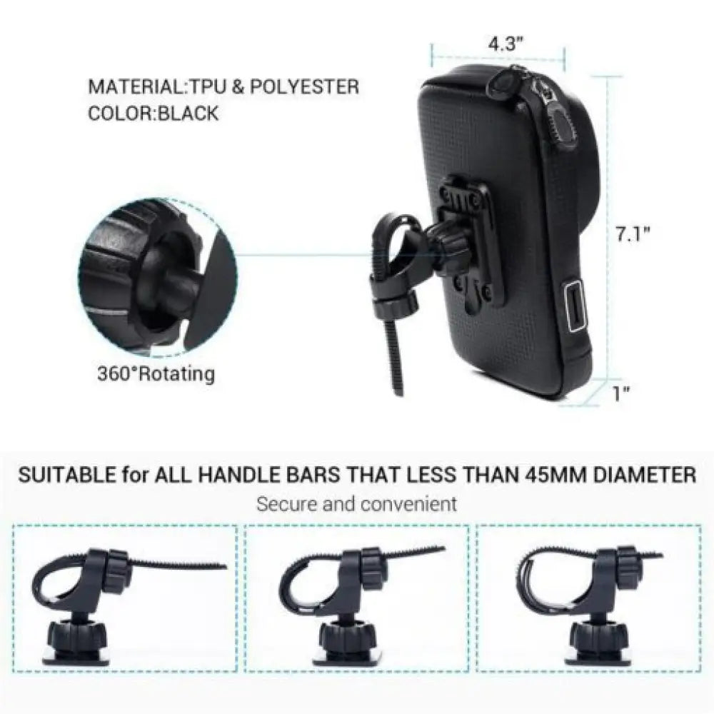 Waterproof Motorcycle Phone Mount – Fits 6.1" Phones