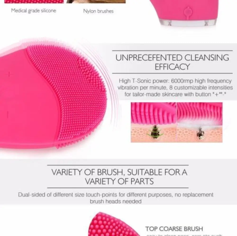 Waterproof Silicone Facial Cleansing Brush – Sonic, USB