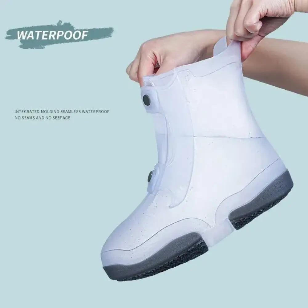 Waterproof Two-Tone Shoe Covers – Reusable, Anti-Skid, Button