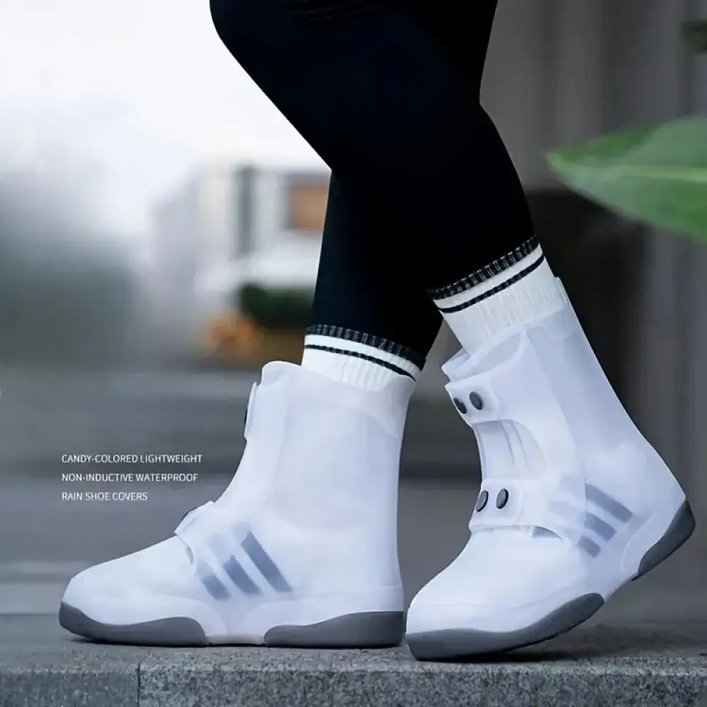 Waterproof Two-Tone Shoe Covers – Reusable, Anti-Skid, Button