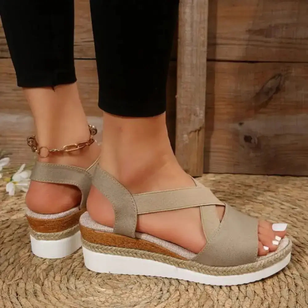 Women’s Wedge Platform Gladiator Sandals – Cross-Strap