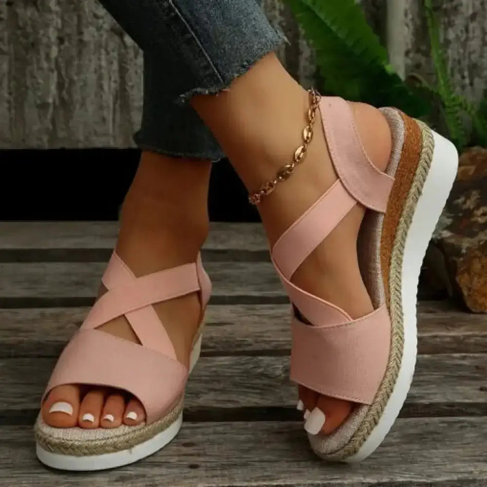 Women’s Wedge Platform Gladiator Sandals – Cross-Strap