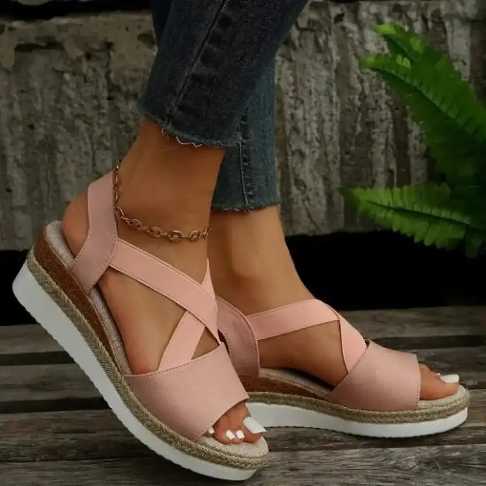 Women’s Wedge Platform Gladiator Sandals – Cross-Strap