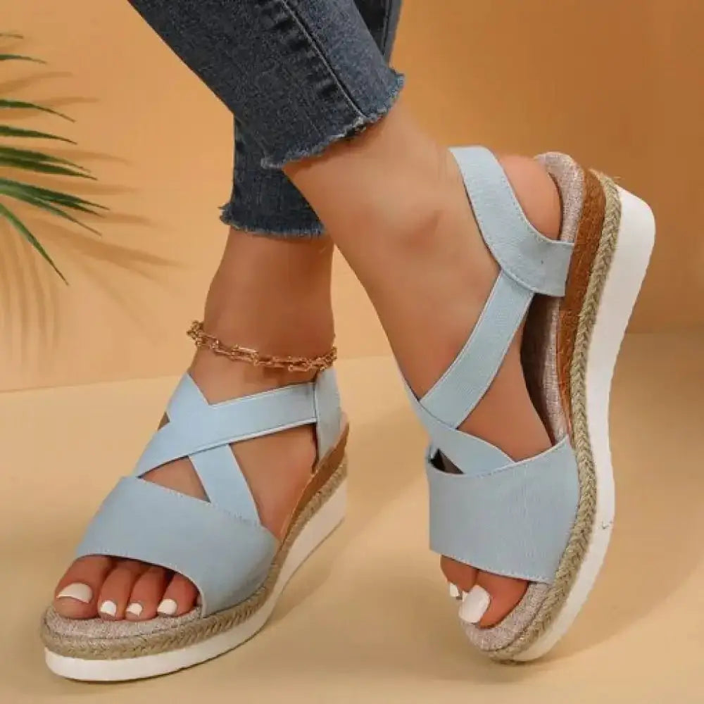 Women’s Wedge Platform Gladiator Sandals – Cross-Strap