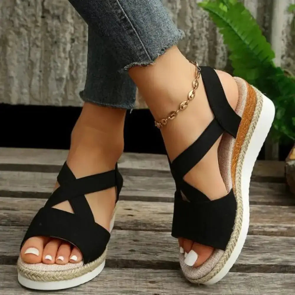 Women’s Wedge Platform Gladiator Sandals – Cross-Strap