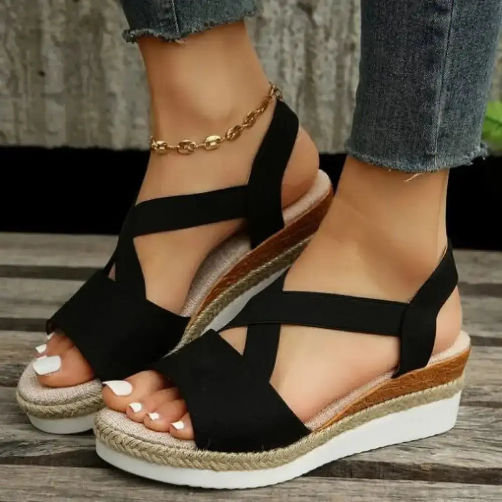 Women’s Wedge Platform Gladiator Sandals – Cross-Strap