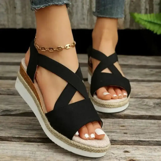 Women’s Wedge Platform Gladiator Sandals – Cross-Strap