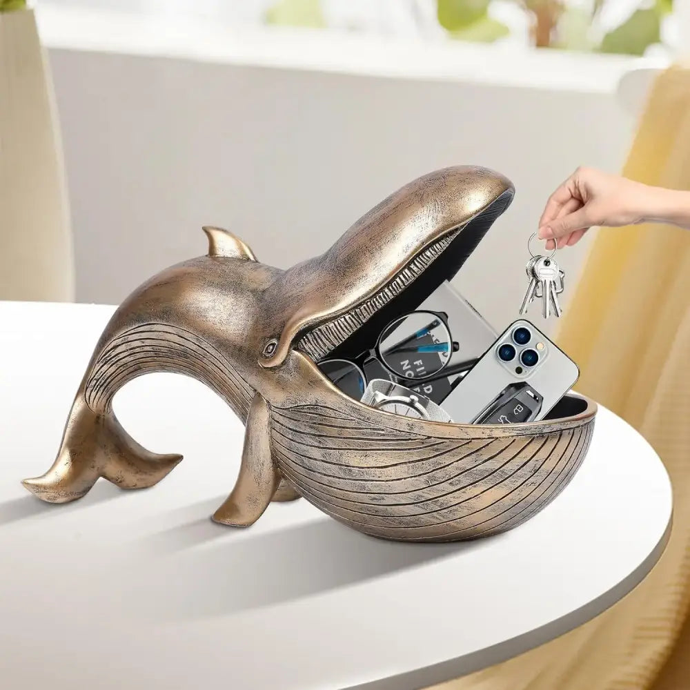 Whale Statue Big Mouth Container – Funny Resin Desk Organizer