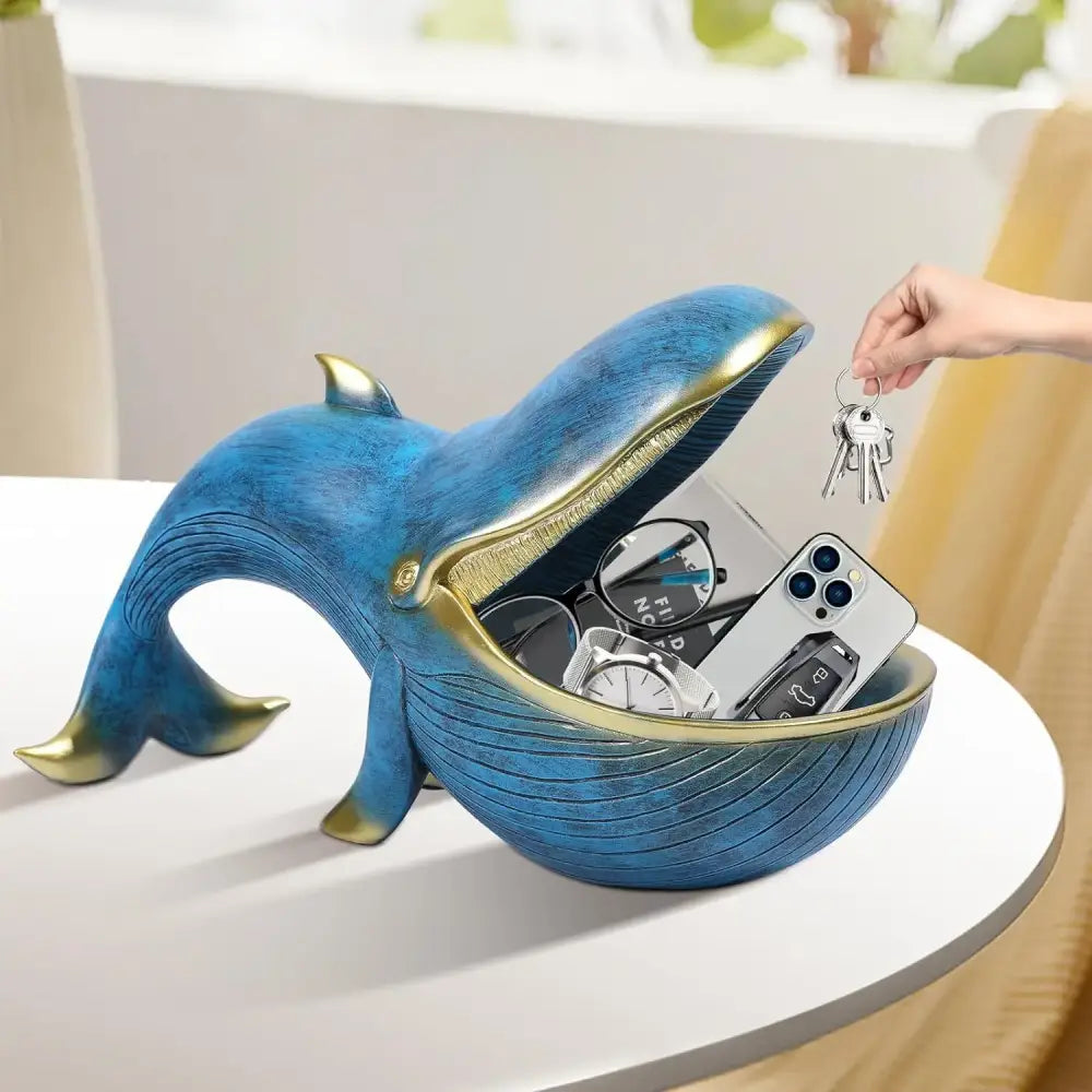Whale Statue Big Mouth Container – Funny Resin Desk Organizer