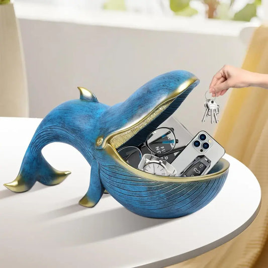 Whale Statue Big Mouth Container – Funny Resin Desk Organizer