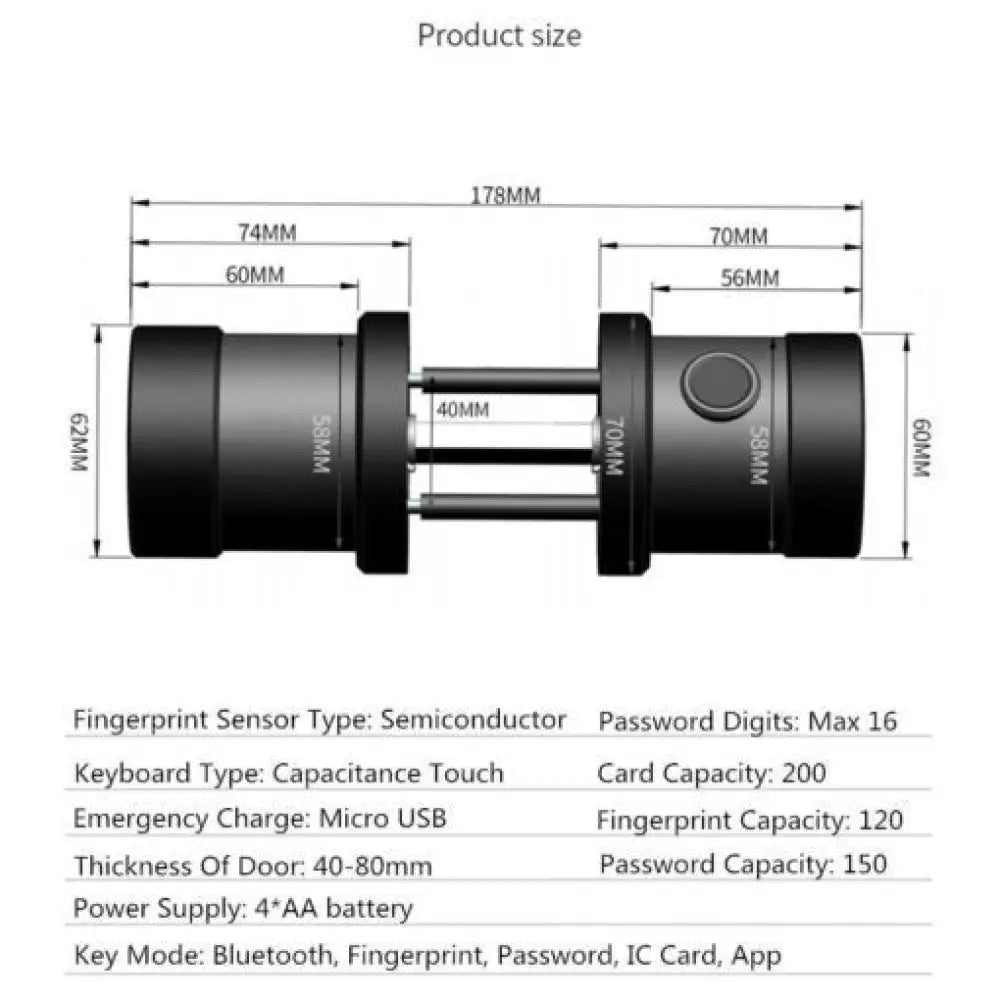WiFi Fingerprint Smart Door Lock – 5-in-1 Access, App Control